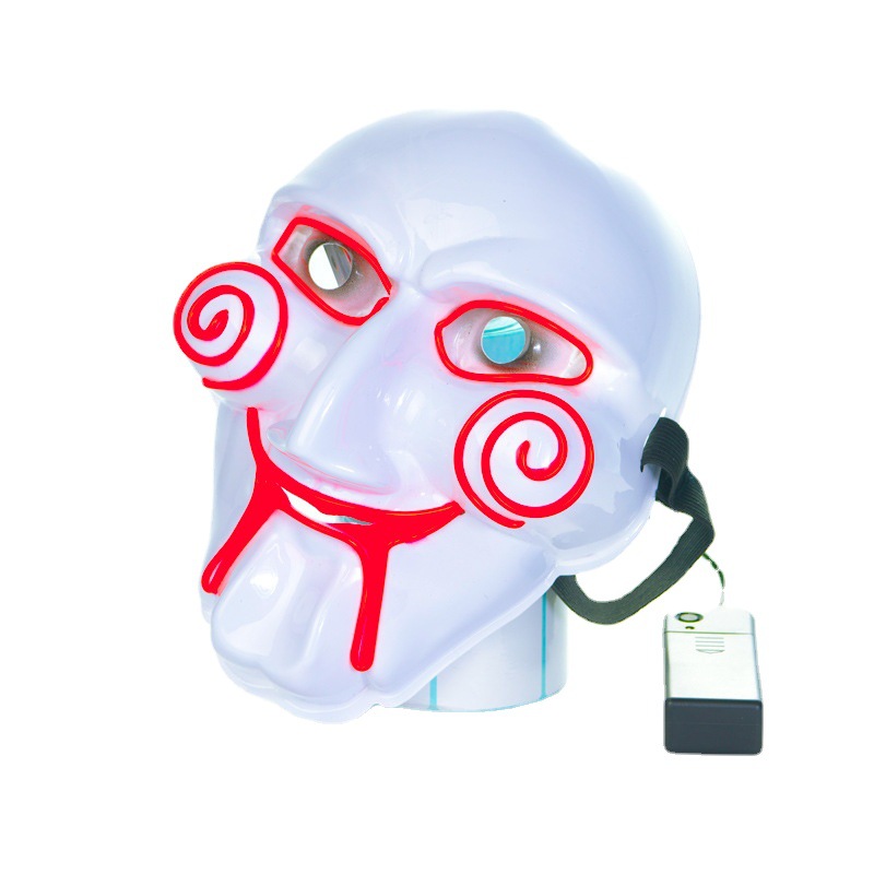 Led luminosa motosierra alma horror susto máscara cara llena mueca payaso negro villano Halloween fantasma máscara image 5