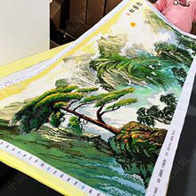 迎客松十字绣成品不带框纯手工出售已绣好2025新款客厅高端山水画