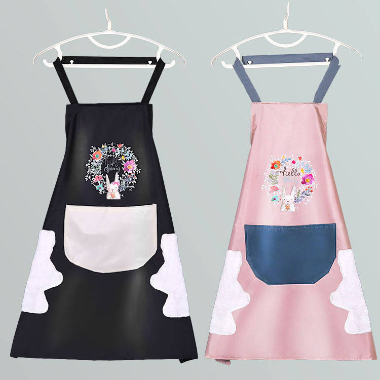 花花兔围裙女厨房做饭家用防水防油卡通可擦手罩衣男女工作服围腰