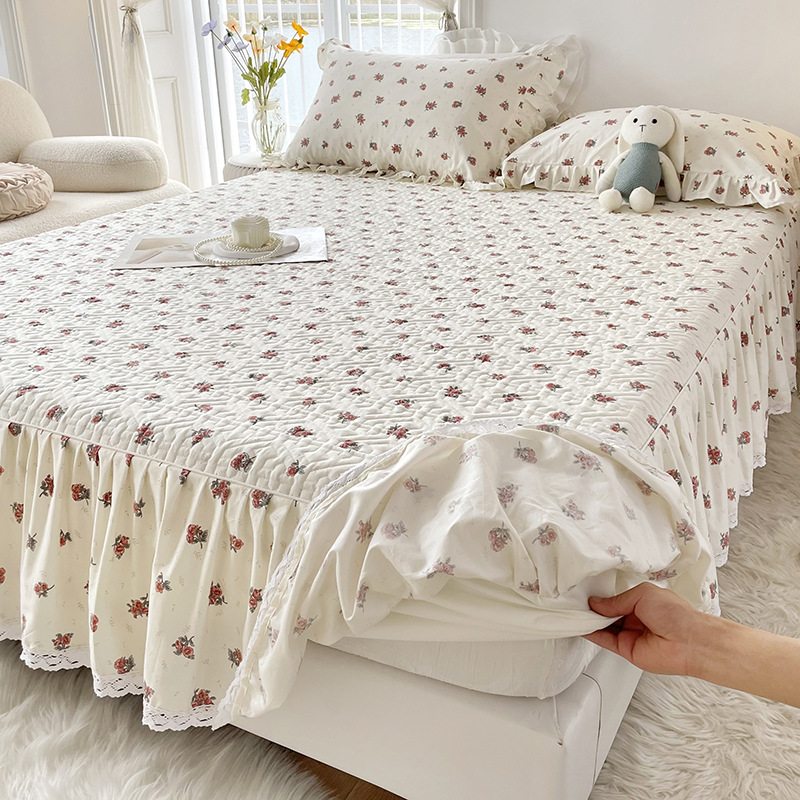 2025 nuevo estilo falda de cama de algodón funda de cama de algodón de una sola pieza sombrero de cama con falda cubierta de delantal de cama universal de cuatro estaciones