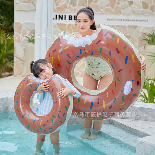 Supply of inflatable donut swimming ring pink brown adult pvc sports swimming supplies lifebuoy