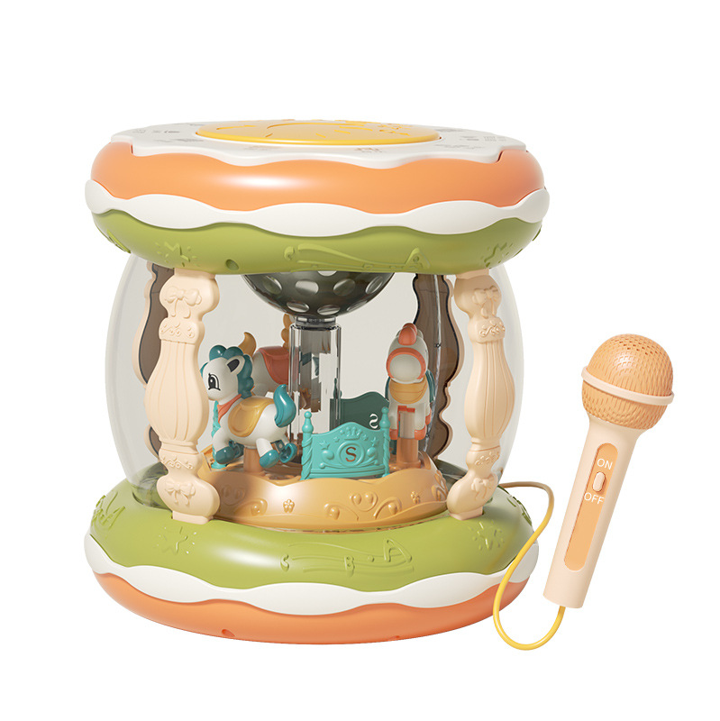 Children's Hand Clap Drum with Microphone Charging Early Education Music Carousel Paradise Baby Clap Drum Educational Toy