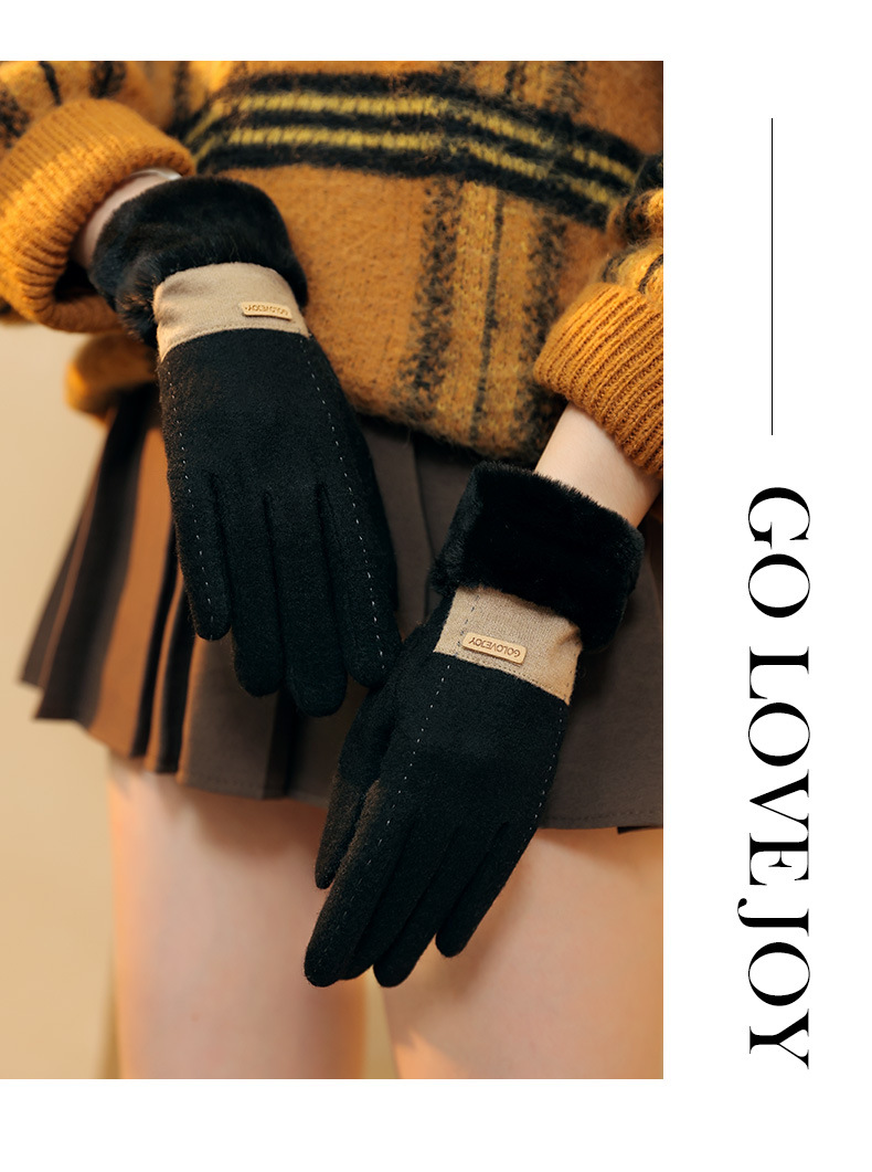 25 Wool Cashmere Gloves For Women Fleece Lined Thickened Cold-Proof Warm Cycling Driving Touchscreen Winter_voghion.com