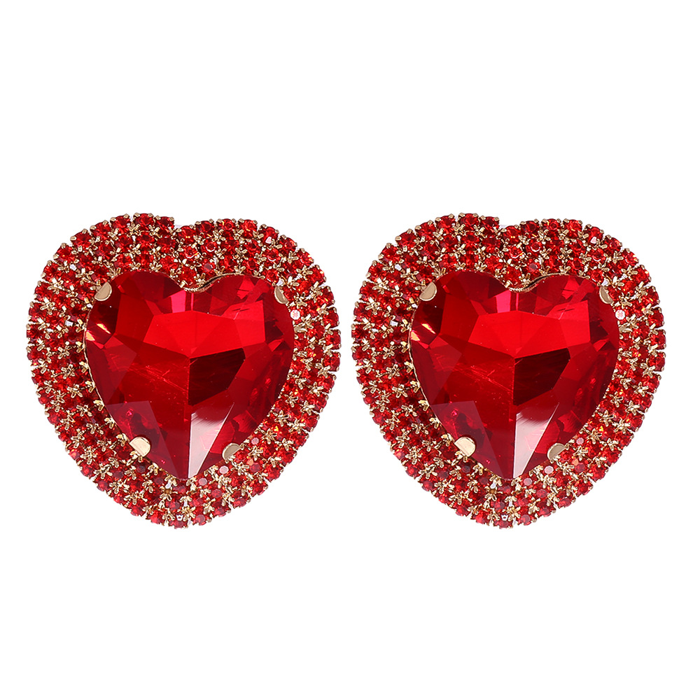 Fashion Heart-shaped Alloy Diamond Earrings display picture 17