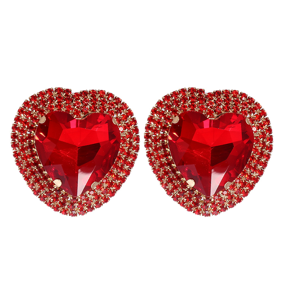fashion heart-shaped alloy diamond earrings