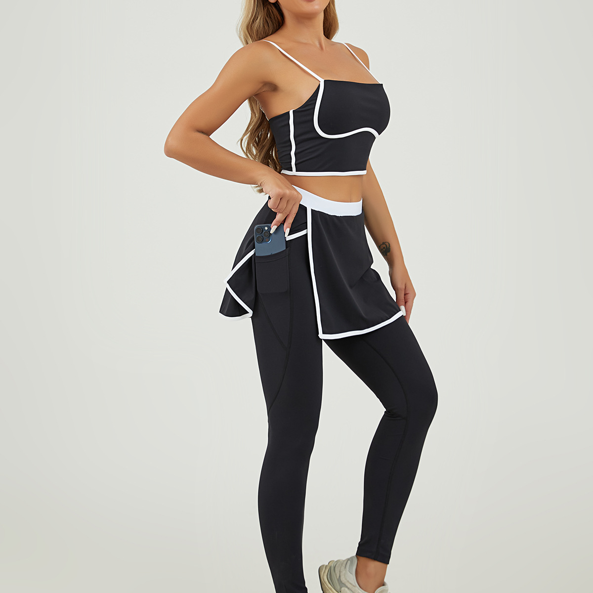 Nuevo color transfronterizo chaleco deportivo de secado rápido mujer calzado de acondicionamiento de calzado de dos piezas conjunto de trajes deportivos de mujer al por mayor