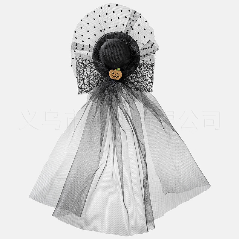 Halloween pumpkin embellished Lolita vintage headdress veil Tea Party wedding veil travel photography hairpin headdress