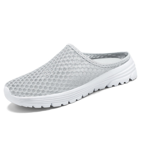 Women's Summer Plus Size Half-Pull Mesh Slides with Openwork Breathable Design, Easy-On Slip-On Sandals, Versatile Single Shoes