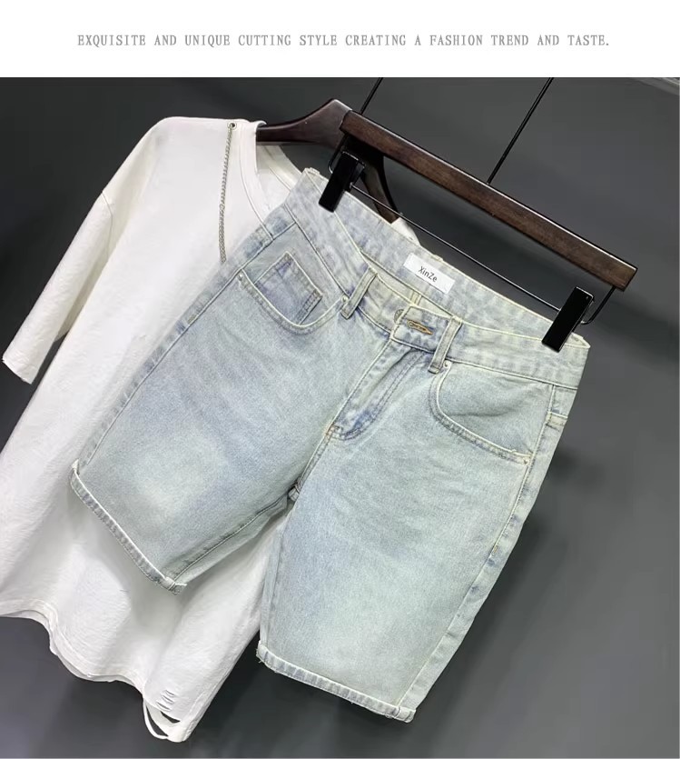 Men's Clothing Men's Retro Stretchy Denim Shorts Trendy Summer Style Five Point Pants For Formal & Casual For Mental_mkmklike.com