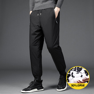 2023 New Middle-aged and Elderly Dad Down Pants Winter Thickened Warm White Duck Down Pants for Outer Wear