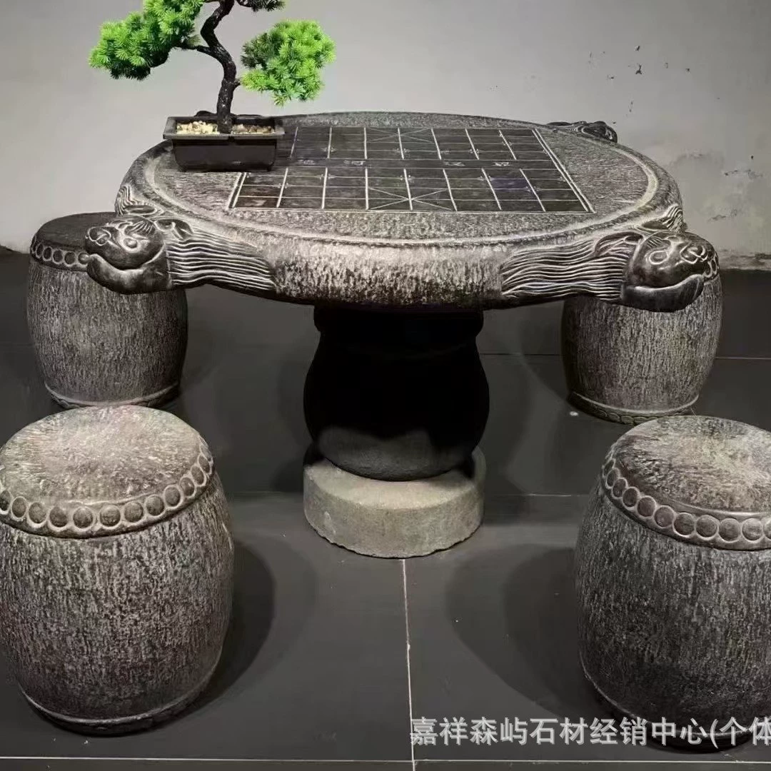 Антикварная резьба по камню круглые каменные столы каменные скамьи садовые дворовые украшения наружные голубые каменные столы стулья садовые шахматные столы чайные тарелки