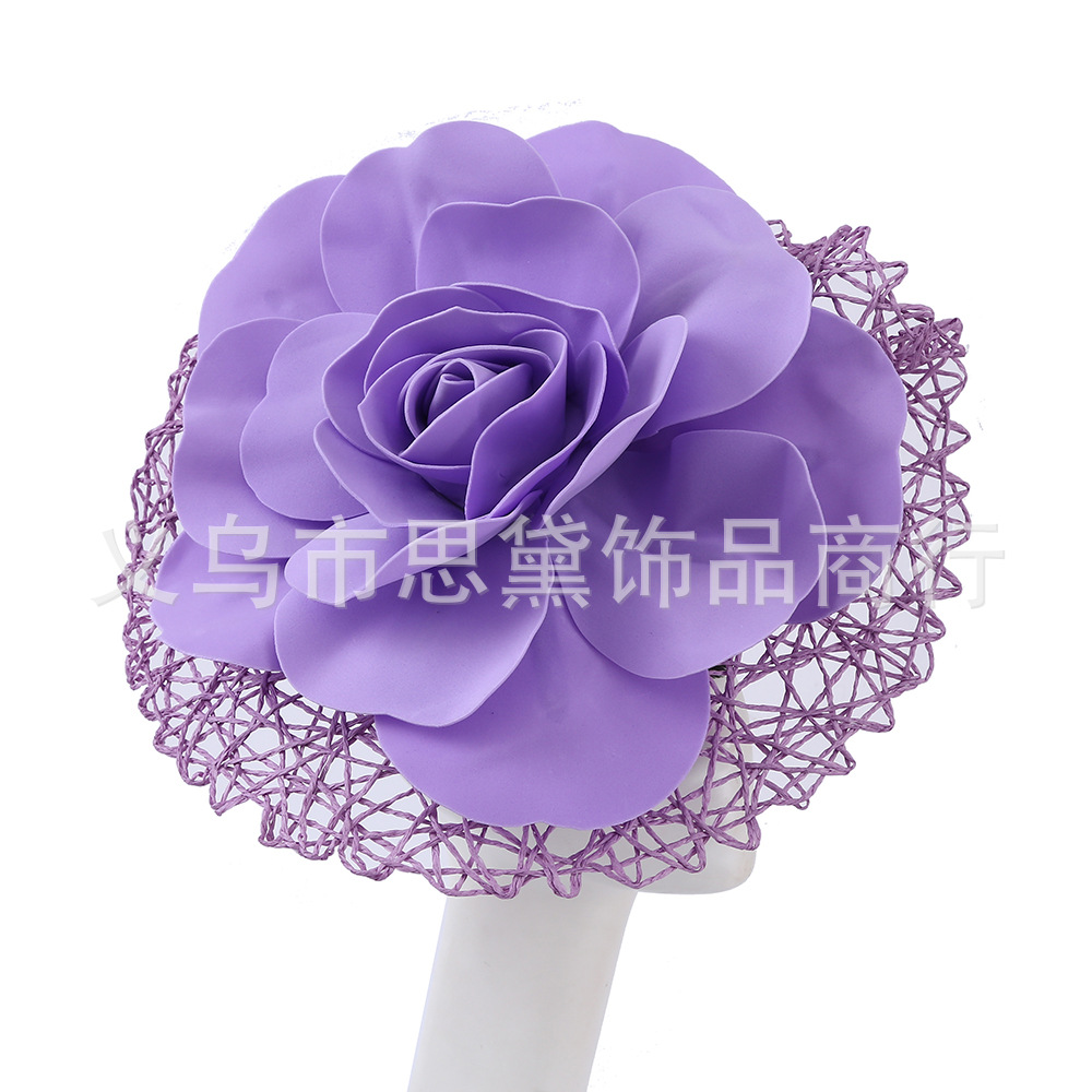 EVA欧美夸张花朵头饰新娘舞会跨境肯塔基德比大花发夹手工批发
