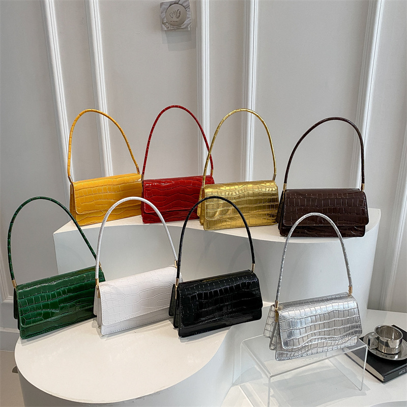 Temperamento simple, moda, cocodrilo, bolsas debajo de las axilas, mujeres, 2025 primavera, nueva bolsa de hombro, bolsas de mano de moda