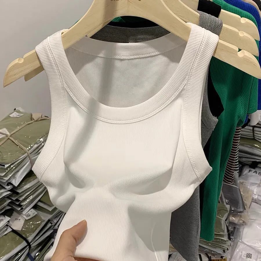 European Threaded Sports Vest Women's Summer Slim-fit Slimming Inner Base Design Sense Niche Top Outer Wear Instagram Fashion