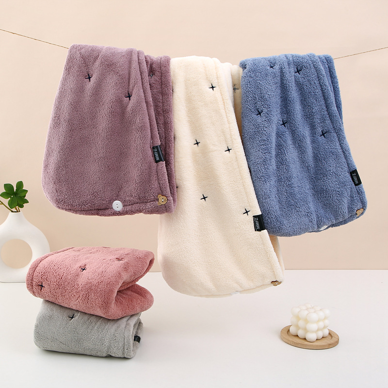 Coral Fleece Thickened Soft Strong Absorbent Quick-Dry Shower Cap New Hair Drying Towel Home Use Head Wrap_voghion.com