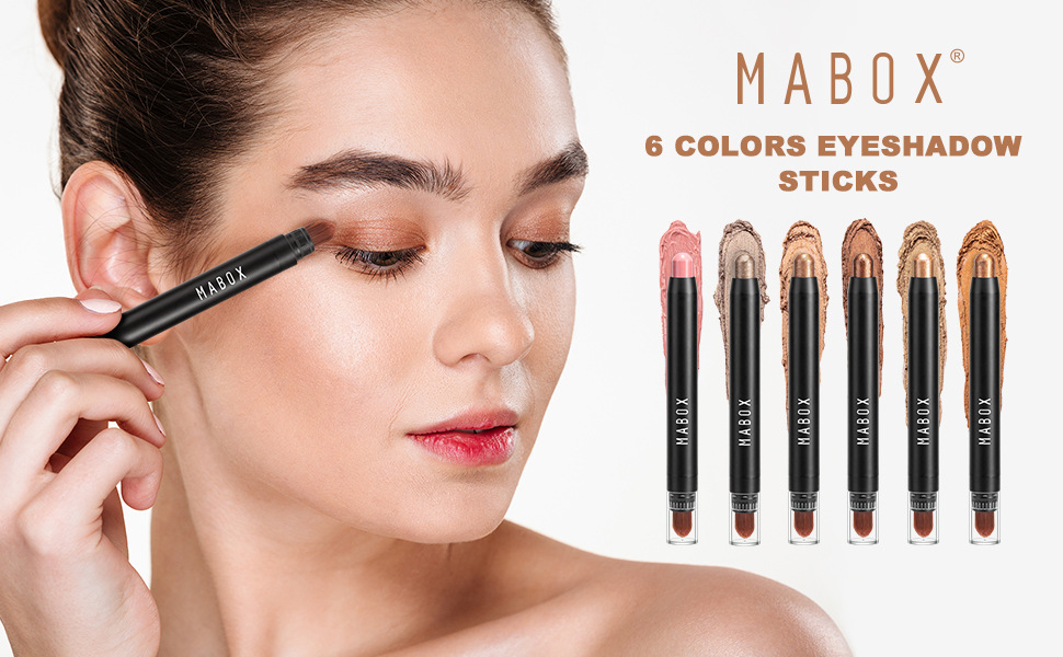 MABOX pearlescent eyeshadow stick, eye makeup, colored pen, high-gloss rotating eyeshadow, horizontal pencil, shiny with brush head, makeup Application Scenario