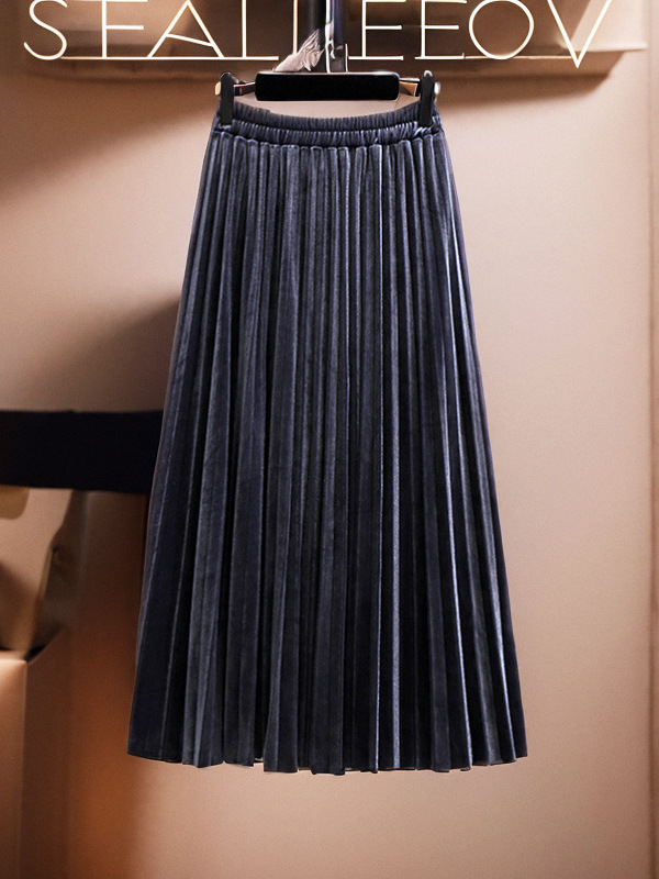 65-160kg Plus Size Women's Half-Length Pleated Skirt 2025 Spring & Fall New Fat Sister Sexy Gold Velvet A-Line Skirt 65-160kg Plus Size Women's Half-Length Pleated Skirt 2025 Spring & Fall New Fat Sister Sexy Gold Velvet A-Line Skirt