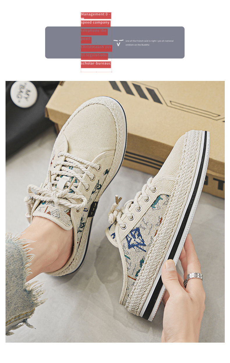 Scarpe da pescatore casual da uomo, alla moda, estive, in paglia intrecciata, con un piede solo, pigre, nuovo articolo 2024_voghion.com