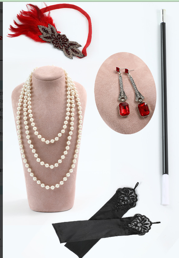 Década de 1920 mascarada cabeza desgaste negro pluma tocado femenino europeo y americano Gatsby diadema de pluma de fiesta única