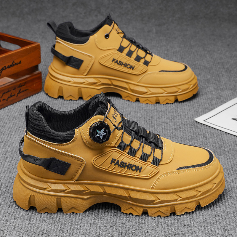 Martin botas otoño 2025 nuevo estilo de zapatos de hombre tendencia versátil impermeable antideslizante botón giratorio botas de trabajo de alto impacto explosión image 8