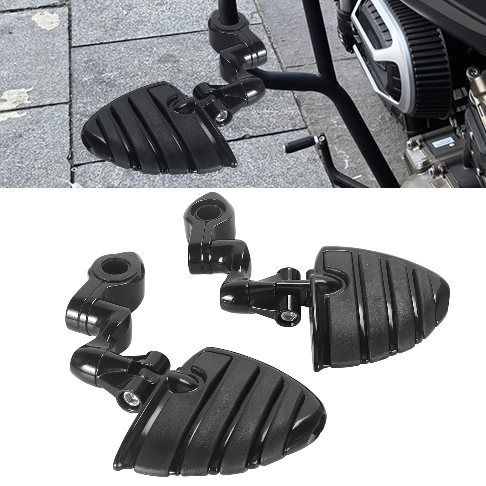 Harley Street Glide Motorcycle Modified Rubber Short Pedal Set Footrest Guard Bar Rest Bracket