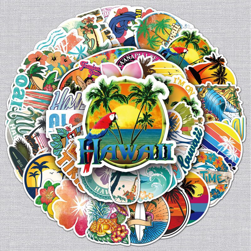 50 Hawaiian Graffiti Stickers Cross-border Summer Vacation Beach DIY Skateboard Water Cup pvc Luggage Sticker 50 Hawaiian Graffiti Stickers Cross-border Summer Vacation Beach DIY Skateboard Water Cup pvc Luggage Sticker