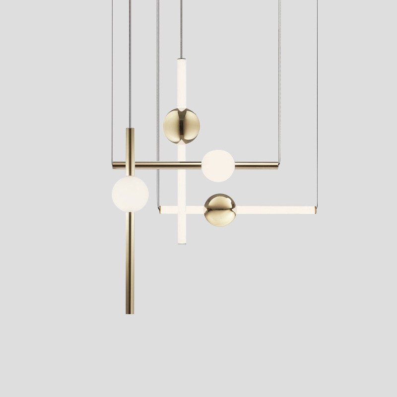 Casa de lámpara de cama combinada luminosa simple dormitorio comedor esfera de luz diseñador de casa modelo moderna