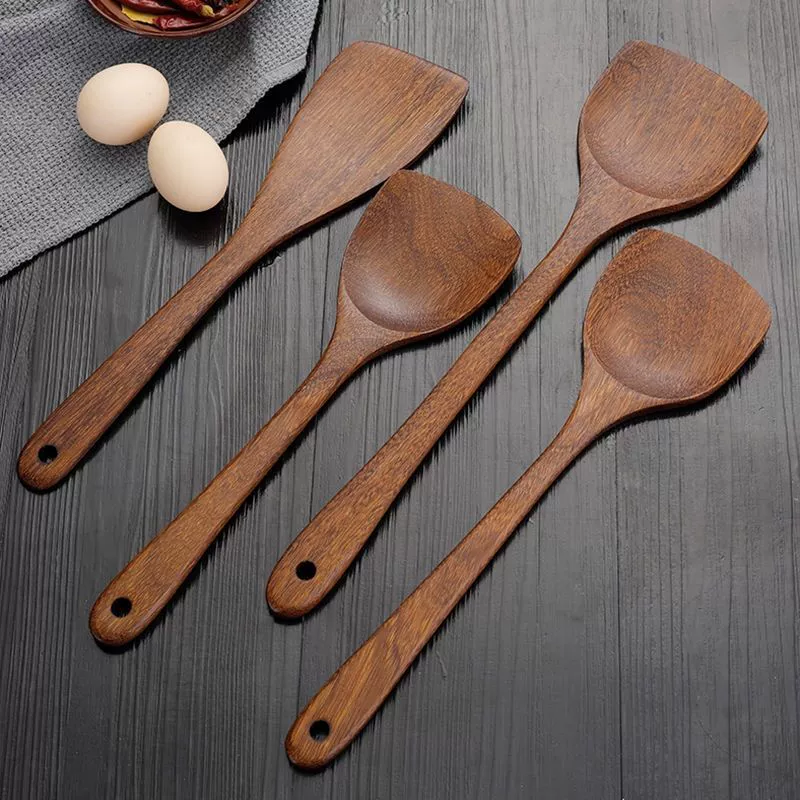 Non-stick pot wooden shovel wooden shovel household high temperature resistant wooden shovel cooking spoon plus long handle kitchenware solid wood spatula