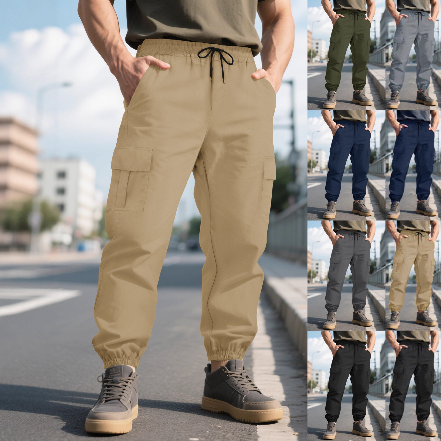 2025 Cross-Border Amazon Spring and Autumn New Youth Casual Pants Loose Straight Outdoor Sports Running Pants for Men