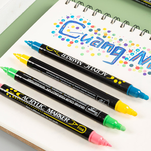 Acrylic paint pens for water-resistant hand-painted DIY graffiti, with 6100 dual-head pastel acrylic paint pens, round and fine tips