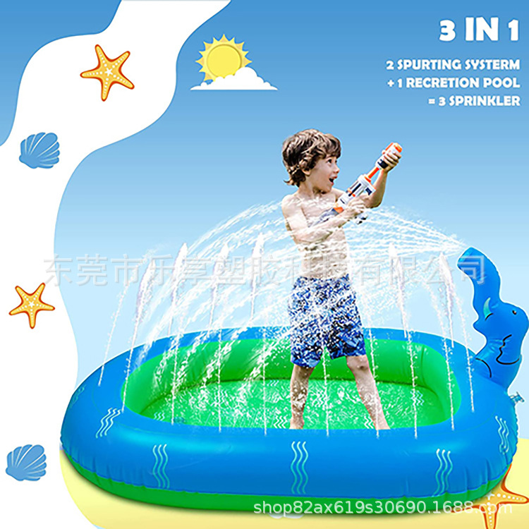 Amazon Inflatable Fountain, Kidsren's Water Toy, Shark Swimming Pool, Game Sprinkler Pool, Pet Fountain Pad