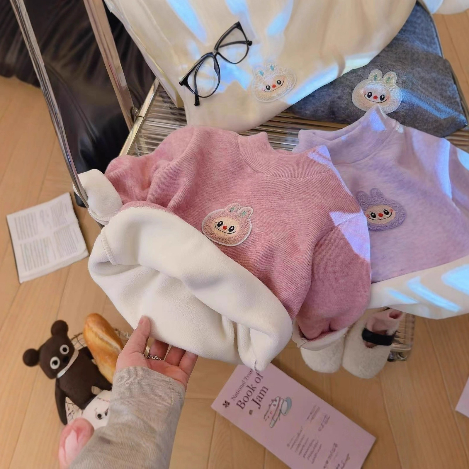 2025秋冬款儿童t恤羊毛桑蚕丝加绒儿童长袖t恤内搭半高领保暖上衣