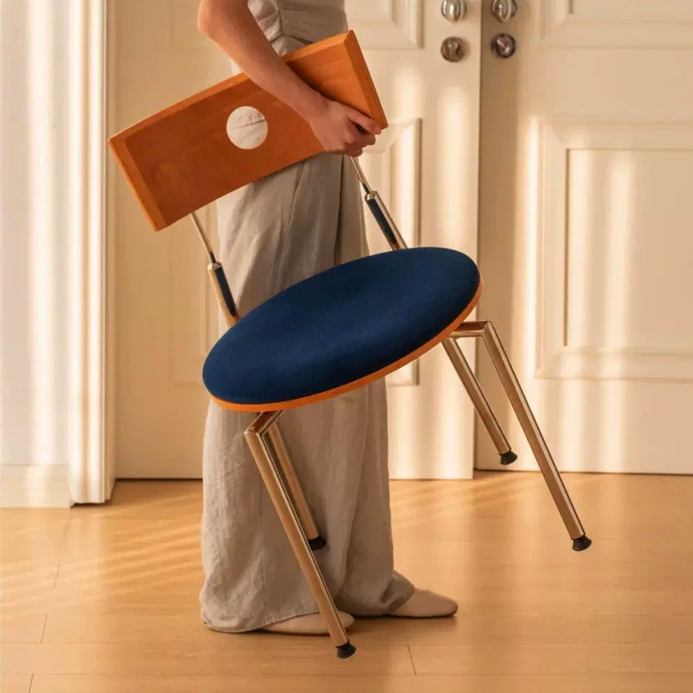 中古家用餐椅北欧现代网红贝格设计师简约法式复古实木餐桌椅椅子