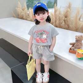 女童夏季2024新款套装短袖儿童宝宝两件套童装洋气夏装衣服
