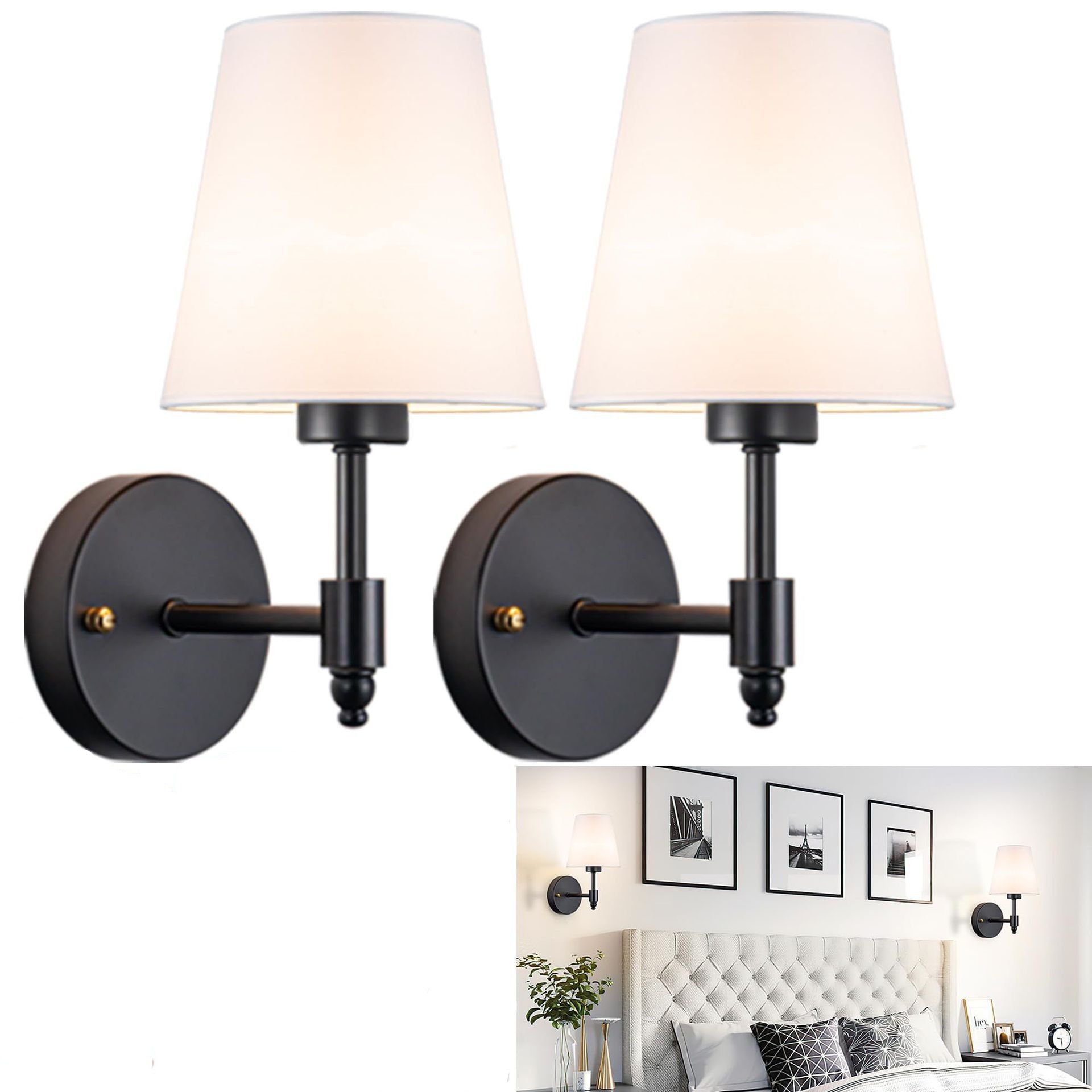 Luz de pared sin cableado transfronteriza americana dormitorio cabecera de cama luz de atmósfera decoración de sala de estar cubierta de lienzo recargable lámpara de pared atenuable