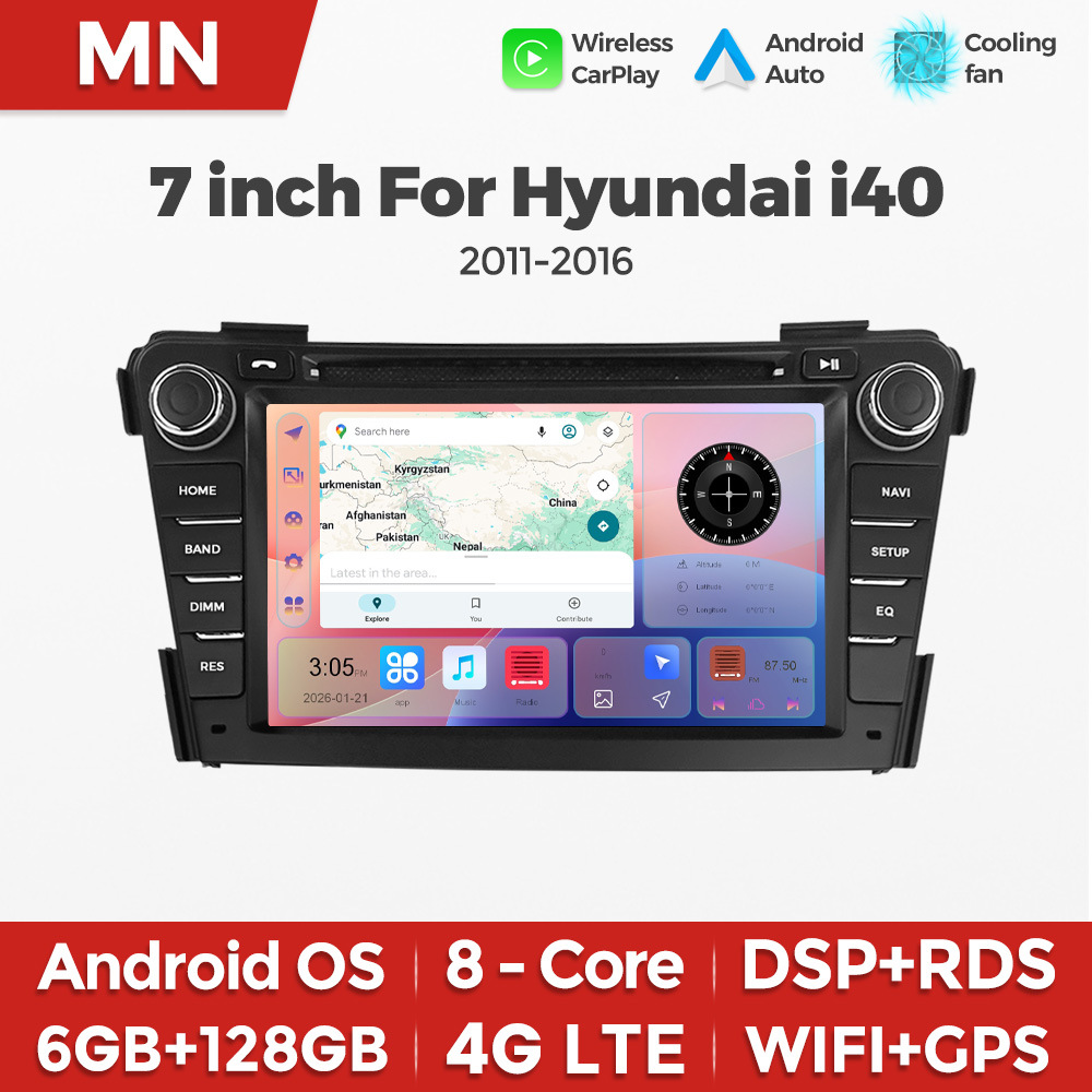Hyundai i40 üçün 7 düymlük Android naviqasiya sistemi 2011-2016