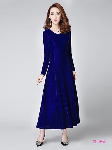 Velvet Glamorous Dress for Spring, Autumn, and Winter - Long Skirt, Mother's Base Cheongsam, Cover Stomach, Elegant Style, Thickened, Knee-Length