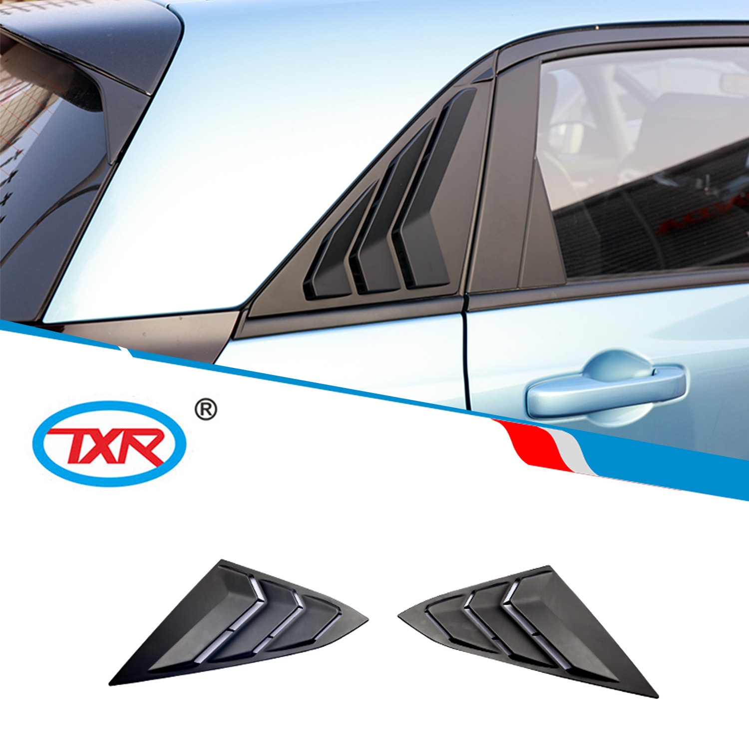 TXR es adecuado para Honda Fit fit modificación de coche ventana de coche persianas galvanizadas especiales accesorios de decoración de guerrero negro