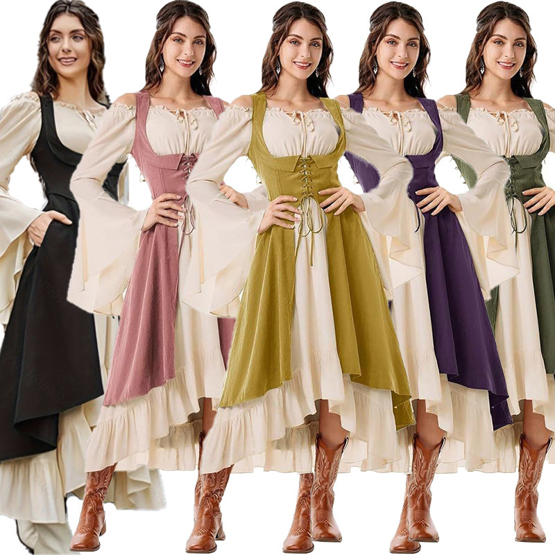 New Medieval Adult Women's Dress with Waist Tie and Irregular Hem, Renaissance Period Costume Dress New Medieval Adult Women's Dress with Waist Tie and Irregular Hem, Renaissance Period Costume Dress