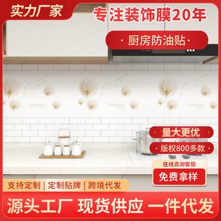 Kitchen Oil-proof Sticker Waterproof High Temperature Fume-proof Oil-proof Paper Stove Cabinet Countertop Aluminum Foil Self-adhesive Wallpaper Wallpaper