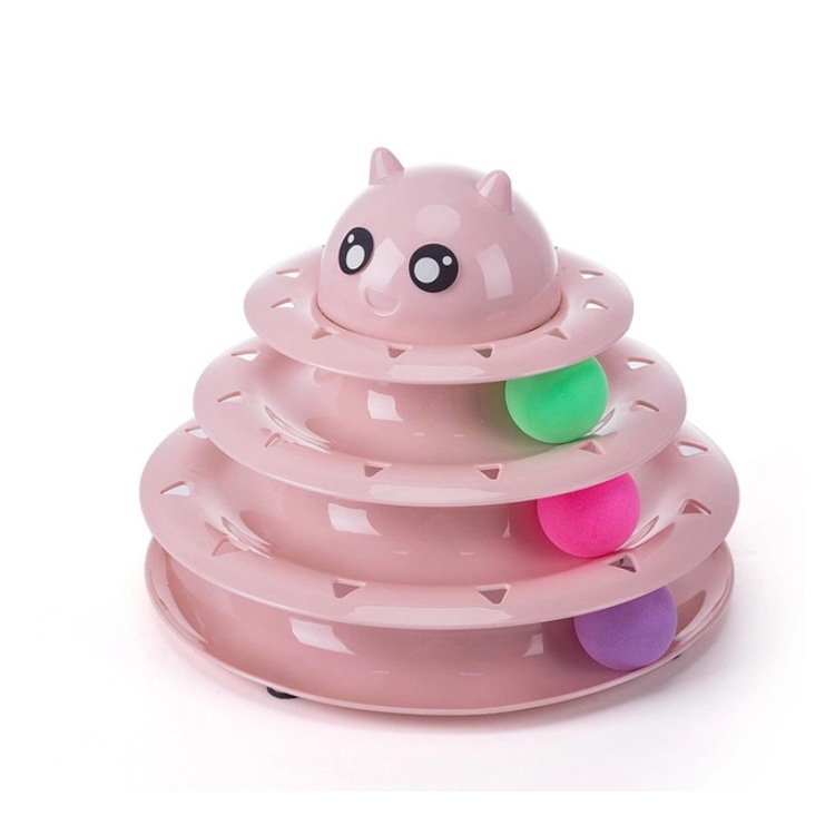 三层转盘宠物玩具 猫用品逗猫自嗨游乐盘轨道球 互动猫咪逗猫玩具