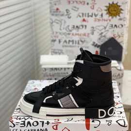 欧洲站新款高端牛皮系带透气休闲高帮板鞋外贸男鞋广州货