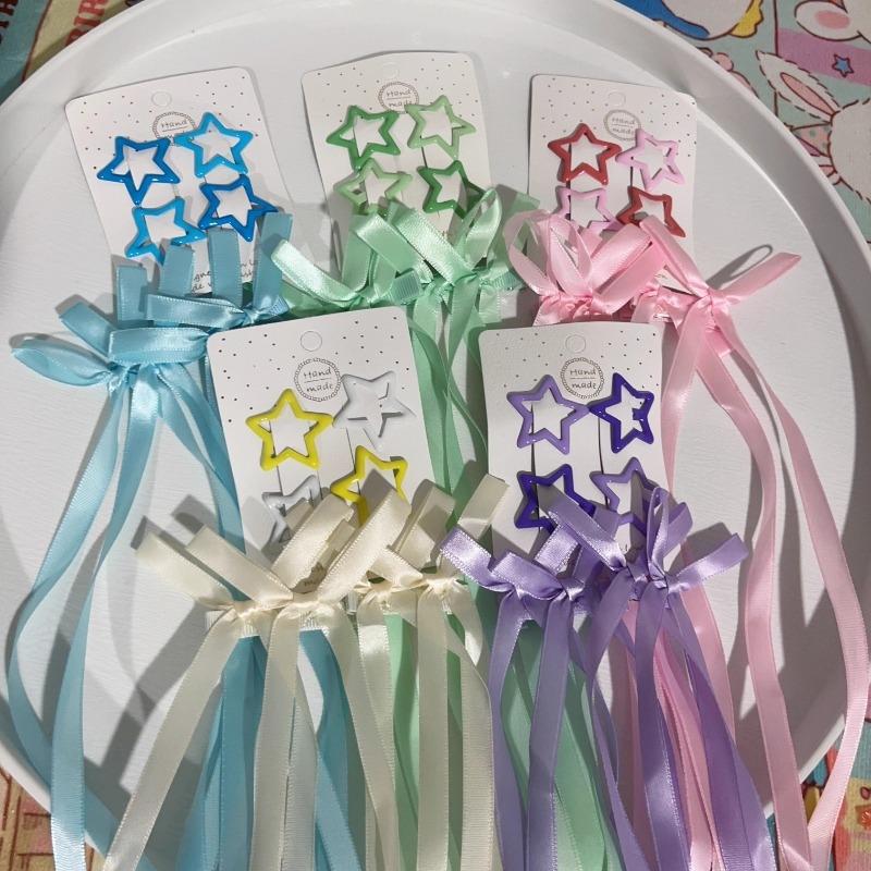 6-Piece Star Bow Hairpin Fairy Streamer Braided Hair Headdress Concert Music Festival Hair Accessories Set 6-Piece Star Bow Hairpin Fairy Streamer Braided Hair Headdress Concert Music Festival Hair Accessories Set