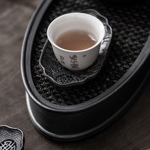 纯锡日式杯垫高档茶托 手工锤纹老锡制金属防滑茶道功夫茶配件