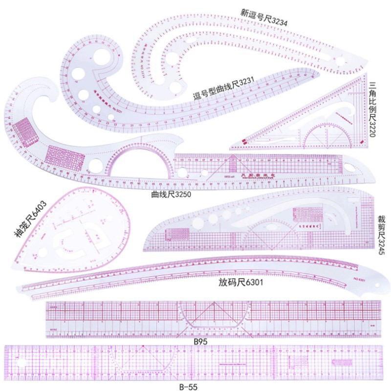 曲线尺3231裁曲线尺制衣服装尺裁剪制版工具透明曲线尺裁缝缝纫尺
