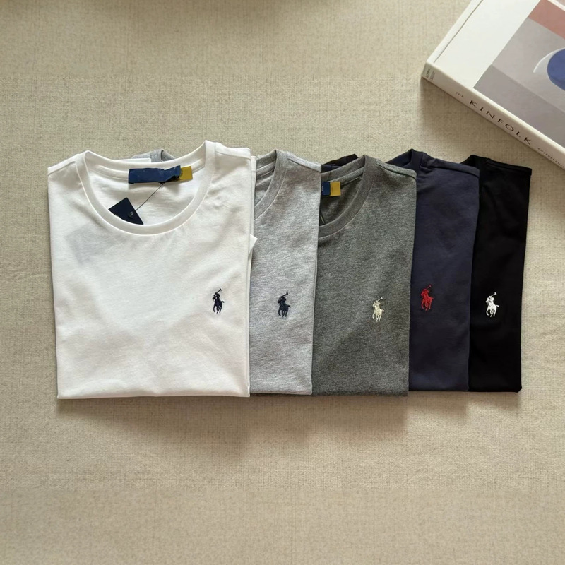 Ralph RL high-quality embroidered pony logo 100% cotton round neck short-sleeve simple T-shirt for women Ralph RL high-quality embroidered pony logo 100% cotton round neck short-sleeve simple T-shirt for women