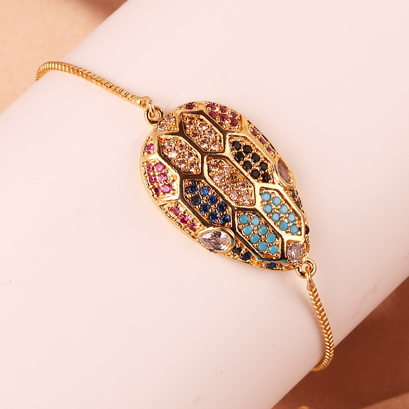 Fashion Color Block Copper Plating Inlay Zircon Bracelets 1 Piece