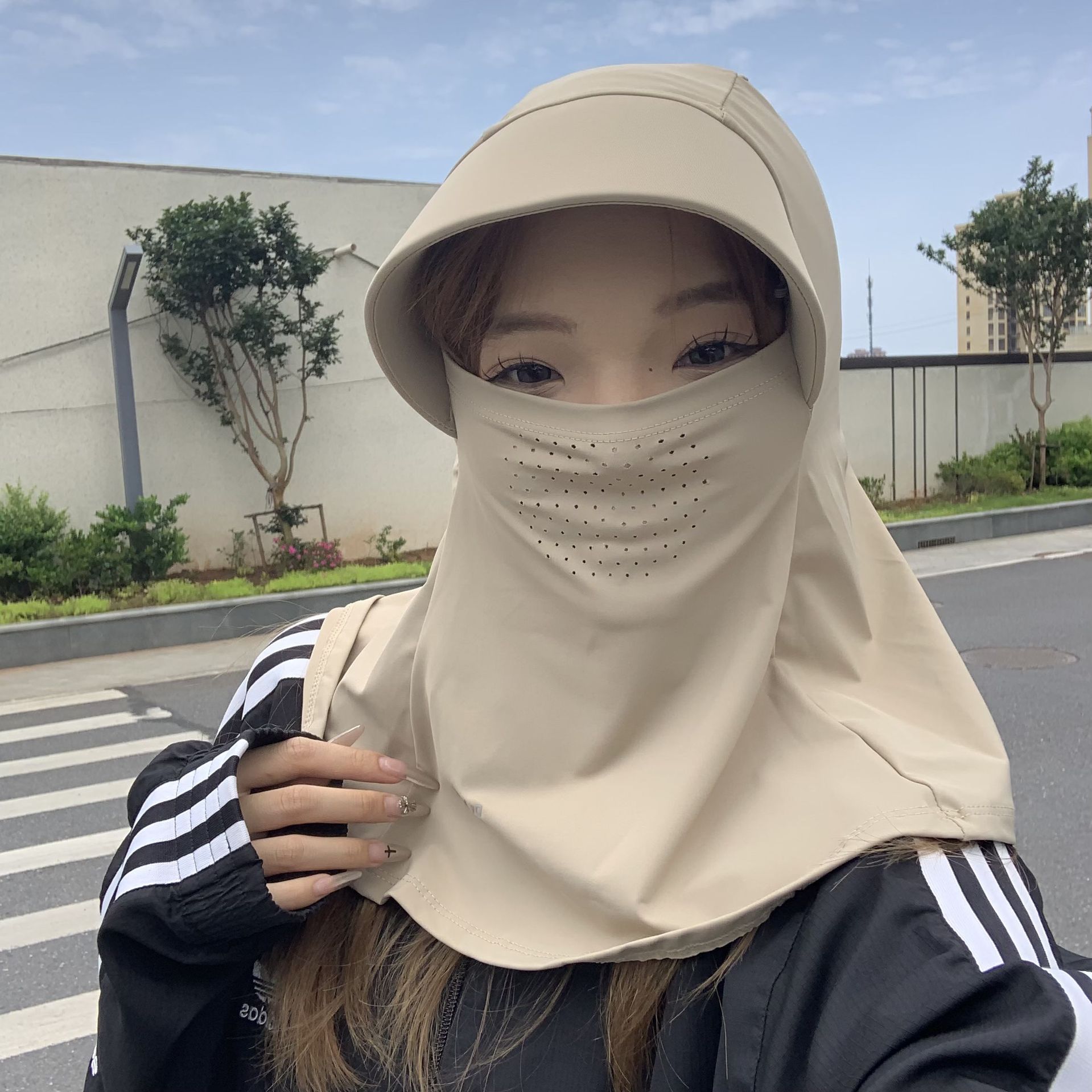 máscara solar sombrero todo en uno para montar en bicicleta sombrero de sol de verano para montar en bicicleta máscara de aire de hielo UV para mujeres