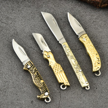 厂家直销不锈钢便携手工黄铜迷你袖珍小刀钥匙扣小折刀便带随身刀