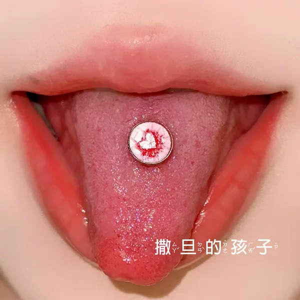 Satan's Child Ambiguous Vibe Tongue Piercing Can Drink Spicy Girl Sweet Heart Tongue Piercing Tongue Ring Tongue Stud